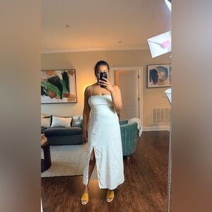 Zara White Backless Dress with Spaghetti Straps